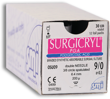 Surgicryl PGA viol. gefl. USP 9/0 30cm, 2xDSP6,4mm/200µm 